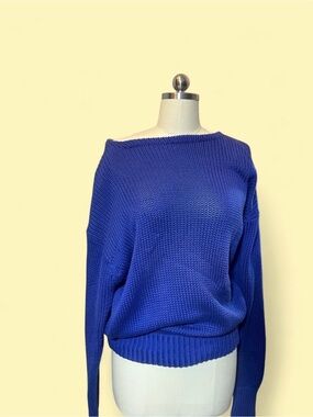 Cutlass & Moore Royal Blue Oversized Knit Sweater Size L